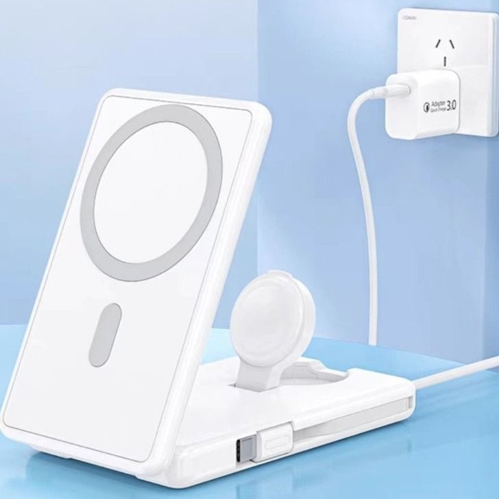 Potrivit pentru iPhone, telefon mobil, ceas, venție magnetică 3 în 1 cu cablu propriu, baterie externă, încărcător wireless magnetic pliabil._voghion.com
