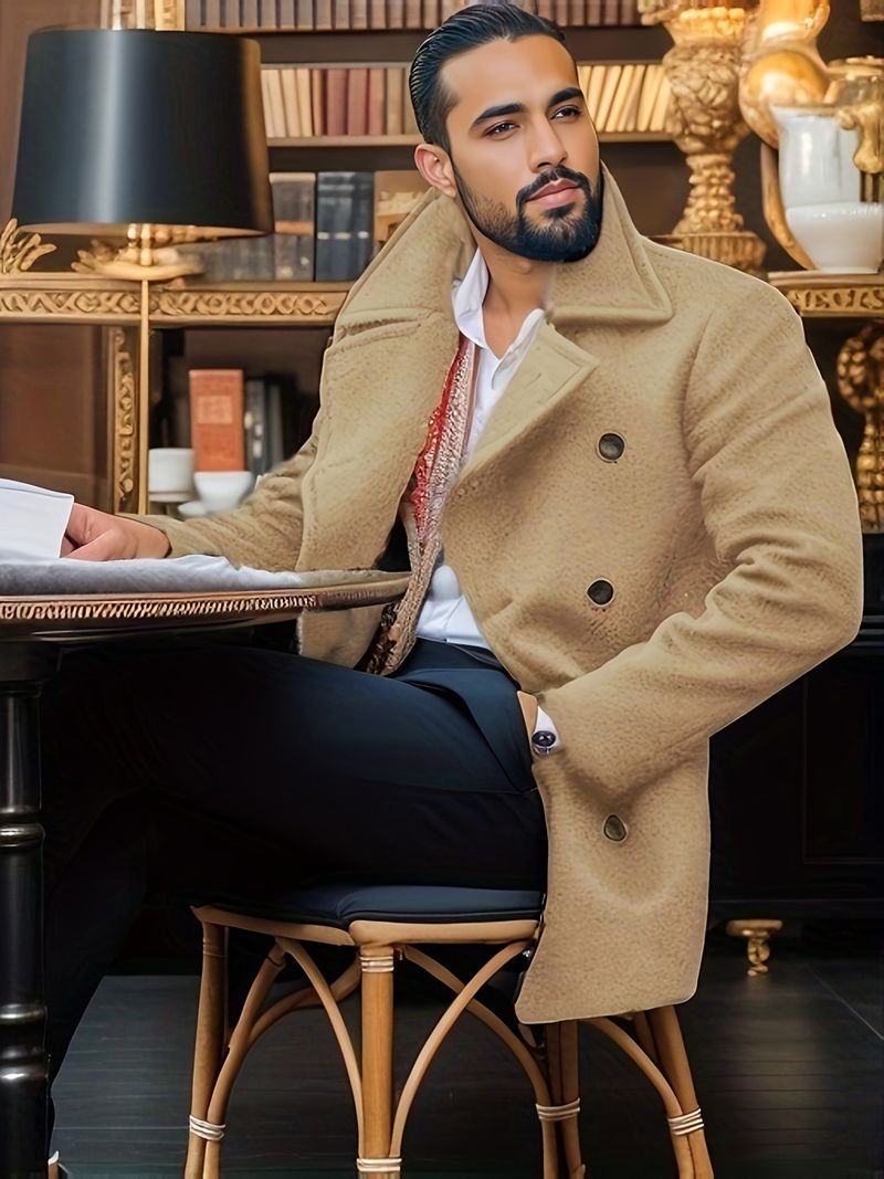 European style new clothing, British gentleman's men's mid to length long sleeved coat, autumn and winter woolen coat_voghion.com