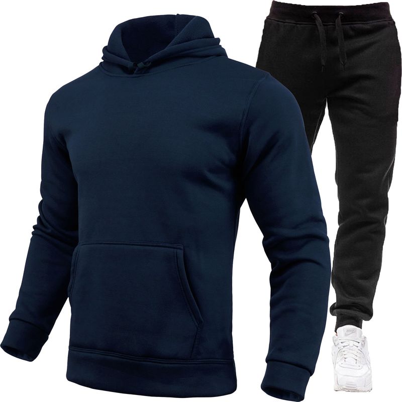 Pull de sport ensemble de pull à capuche en polaire à la mode pour hommes_voghion.com