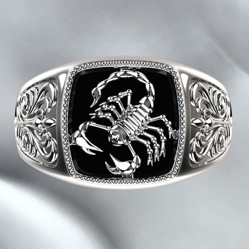 New Creative Scorpio Relief Men's Epoxy Totem Pattern Carved Poisonous Scorpion Ring Europe And America Personality_voghion.com