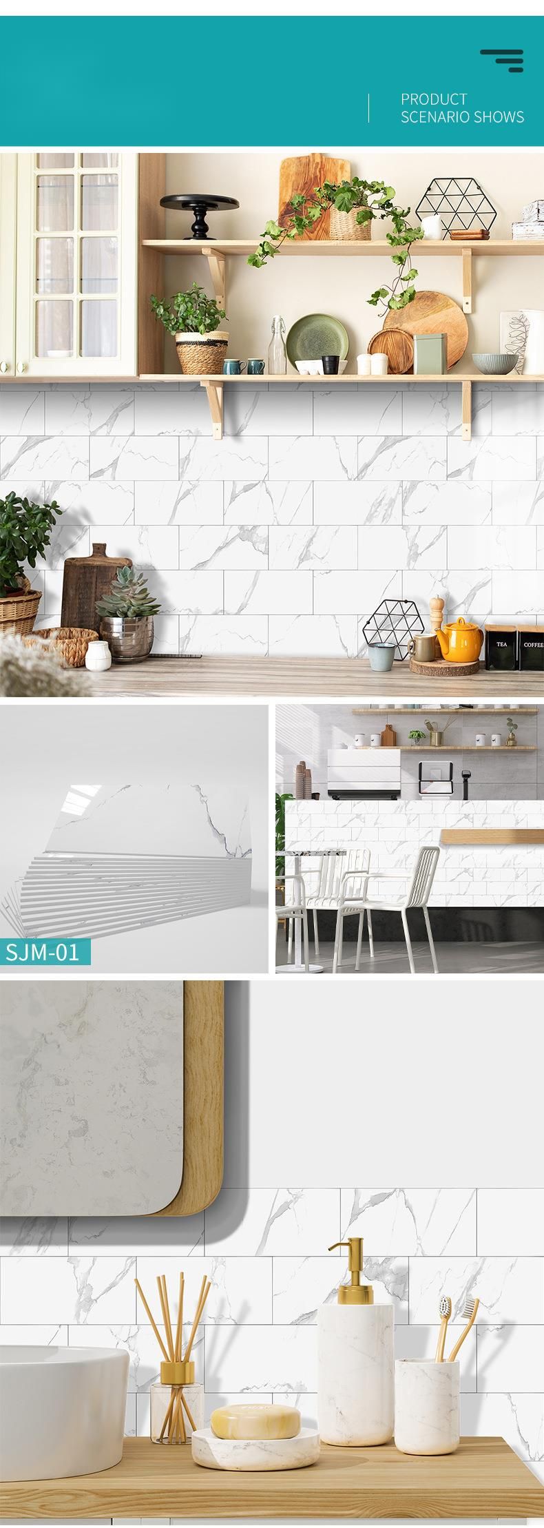 Azulejo de mármol de espuma 3D para cocina y baño, autoadhesivo, impermeable, de polietileno engrosado._voghion.com