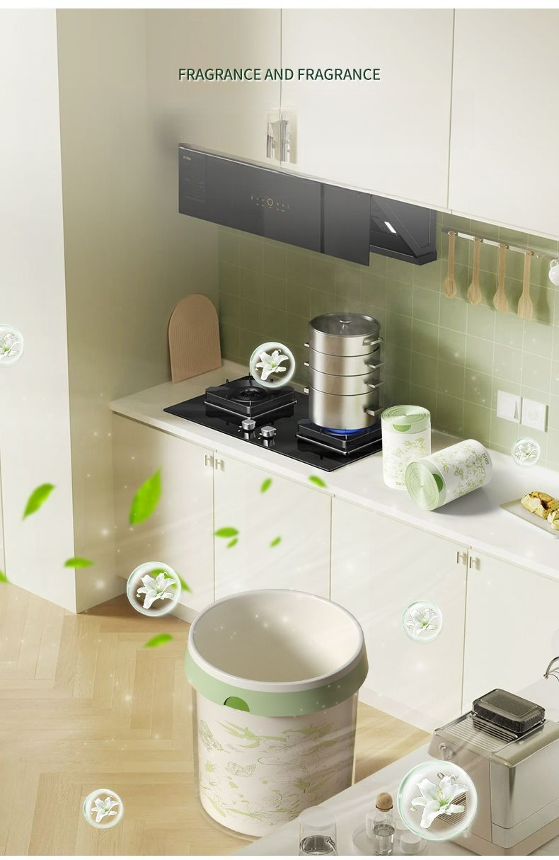 Ou Ka Si New Lily Print Fragrance Family Tear-Free Trash Fresh Scent Living Room Kitchen Thickened Handheld Bags_voghion.com
