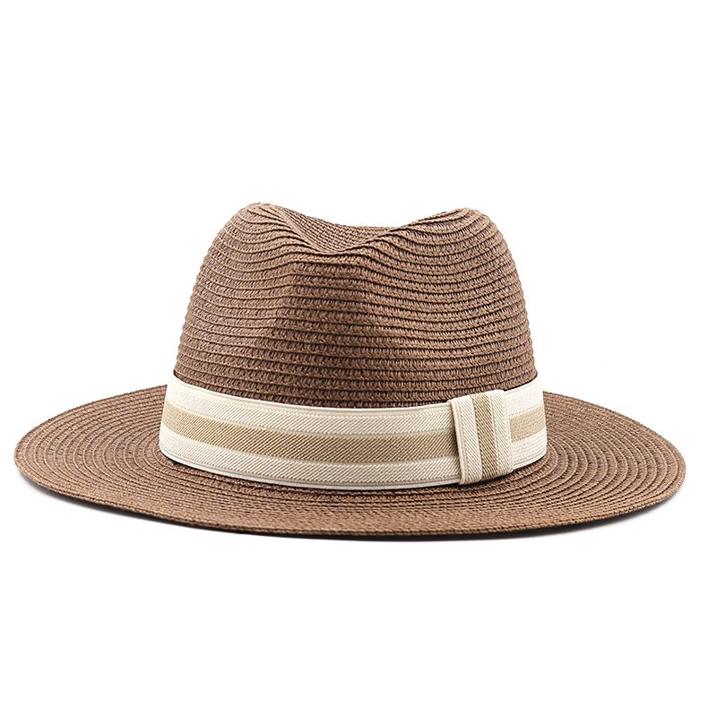 Fashion 54-58-60CM Womens Summer Panama Hats Wide Brim Straw Sun Beach Hat Men Fashion UPF UV Protection Fedoras Cap For Travel_voghion.com