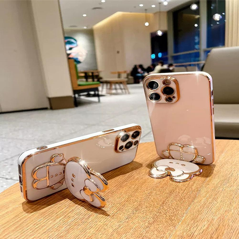 Mielas 3D triušis paslėptas mobiliųjų telefonų stovas Sulankstomas kūrybingas 3D pirštų stovas veidrodinis mobiliojo telefono stovas Mobiliųjų telefonų priedai_voghion.com