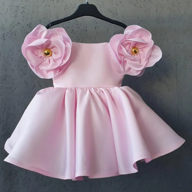 1 2 3 4 5 6 jaar Baby Meisjes Jurk Zomer Dubbele Schouder Bloemen Goud Jacquard Prinses Jurk Verjaardagsfeestje geschenken Kinderkleding_voghion.com