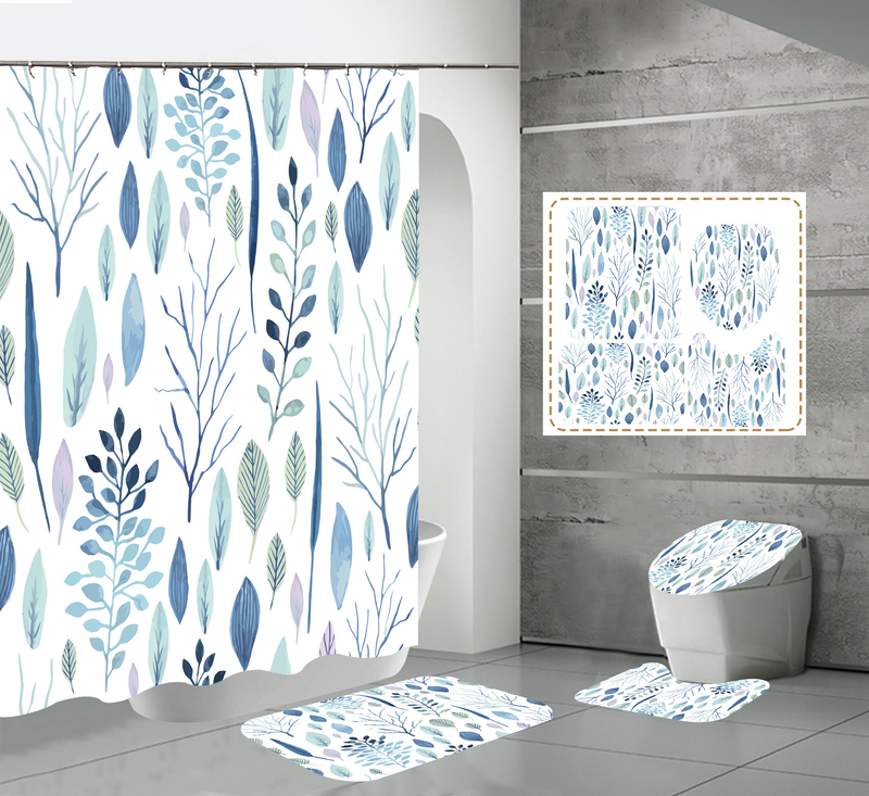 3D polyester digital printing waterproof shower curtain tropical plant bathroom partition shower curtain_voghion.com