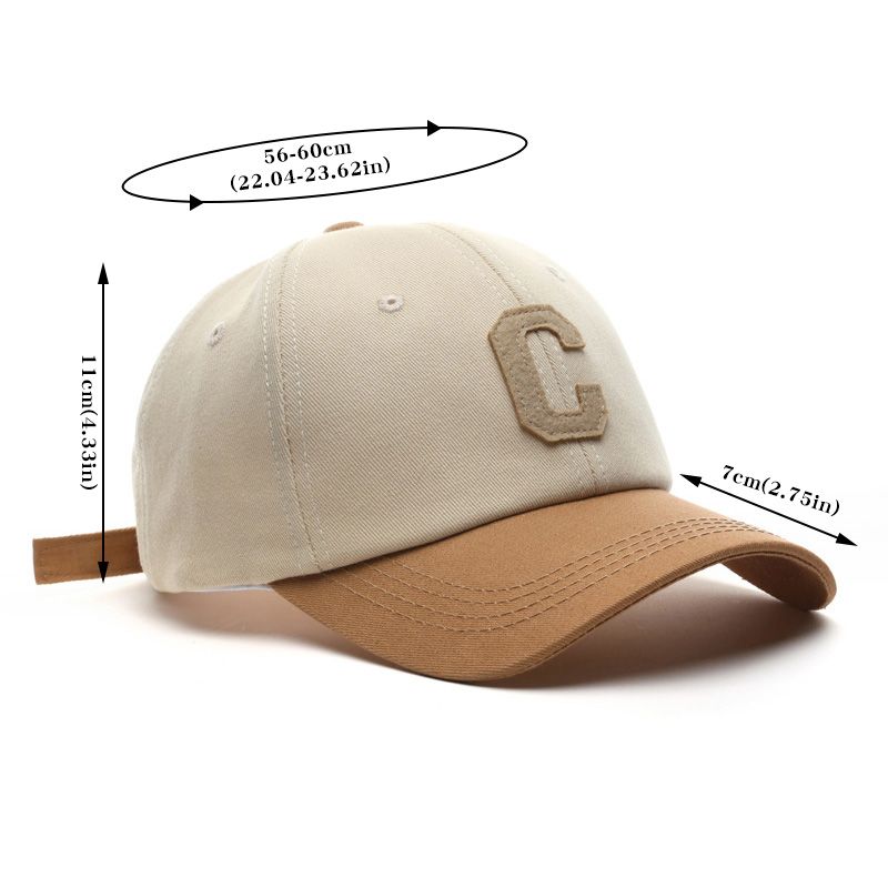 Modische Unisex-Baseballkappe aus Baumwolle für Herren, lässige Snapback-Mütze für Damen, Buchstabe C, Patchwork, Sommer-Sonnenblenden_voghion.com
