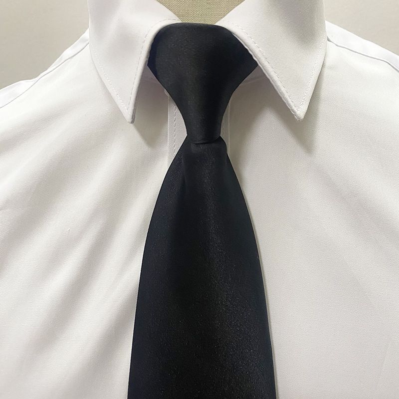 Camicia versatile da uomo in poliestere nero con fibbia e cravatta comoda_voghion.com