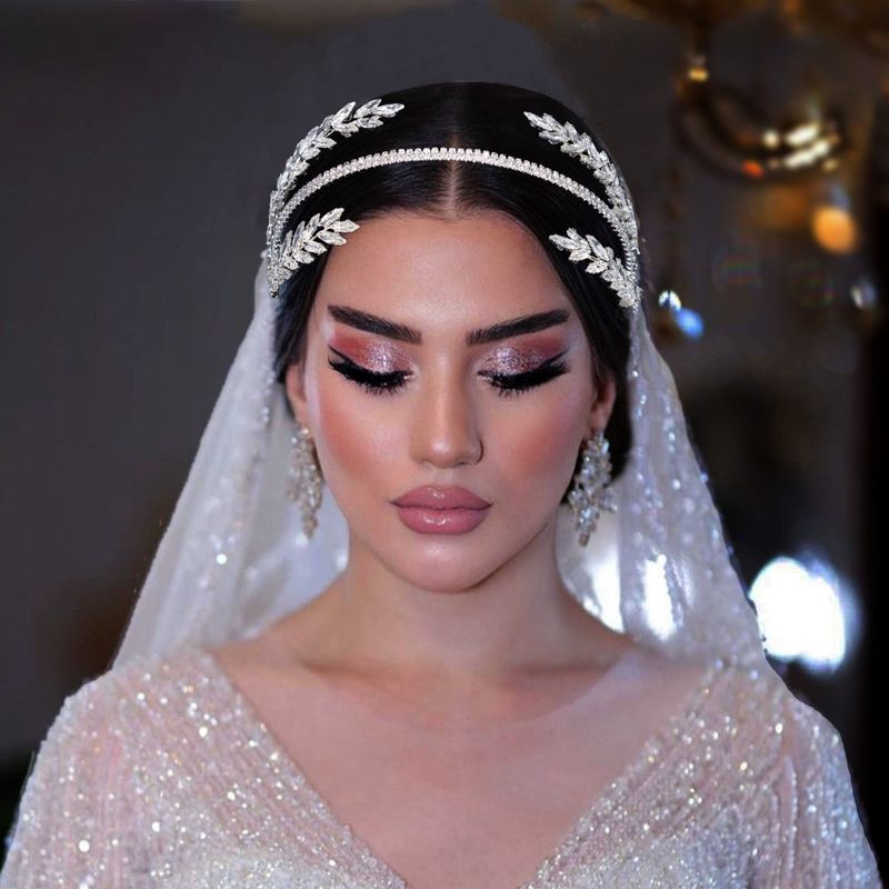 Cerchietto per capelli da donna con strass di cristallo fatto a mano, accessori per capelli da sposa, elegante design floreale, diamanti in argento e oro_voghion.com