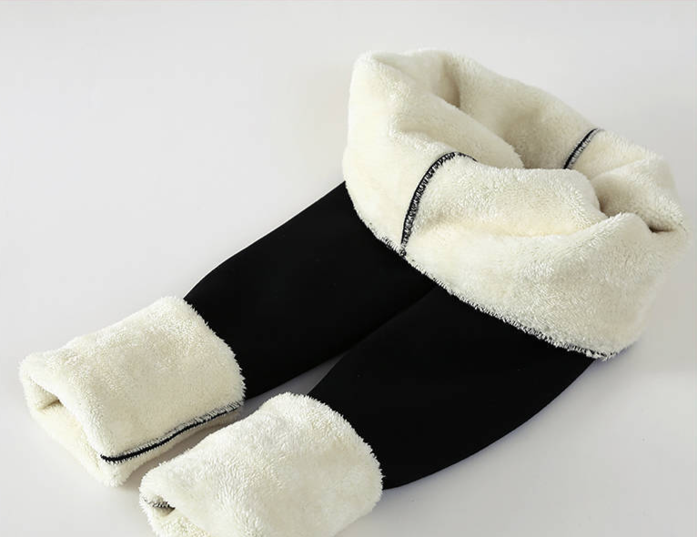 Colanți călduroși, strâmți, din catifea sherpa și talie înaltă pentru femei_voghion.com