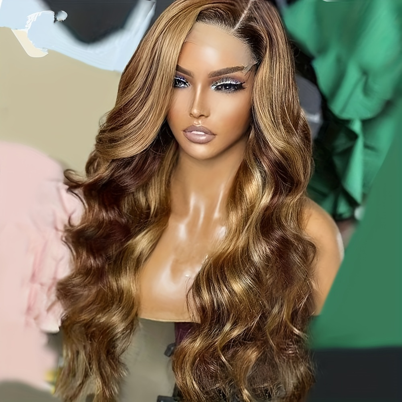 Evidenziare 4/27 parrucche di capelli umani dell'onda del corpo di colore 13 * 4 parrucche anteriori del pizzo dei capelli umani per le donne ragazze 16-36 pollici_voghion.com