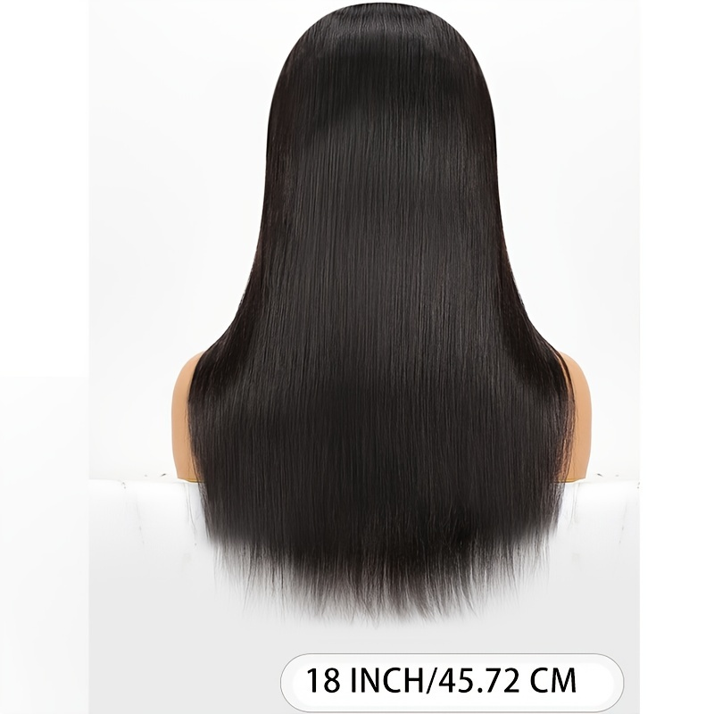 Perruque de cheveux humains avec frange complète, cheveux lisses et lisses, 100% cheveux humains, couleur naturelle_voghion.com