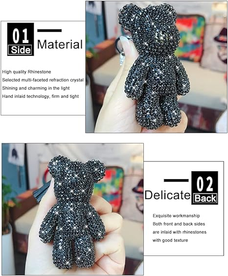 Tarieson Girl Fashion Diamond Bear Keychain Shiny Keychain_voghion.com