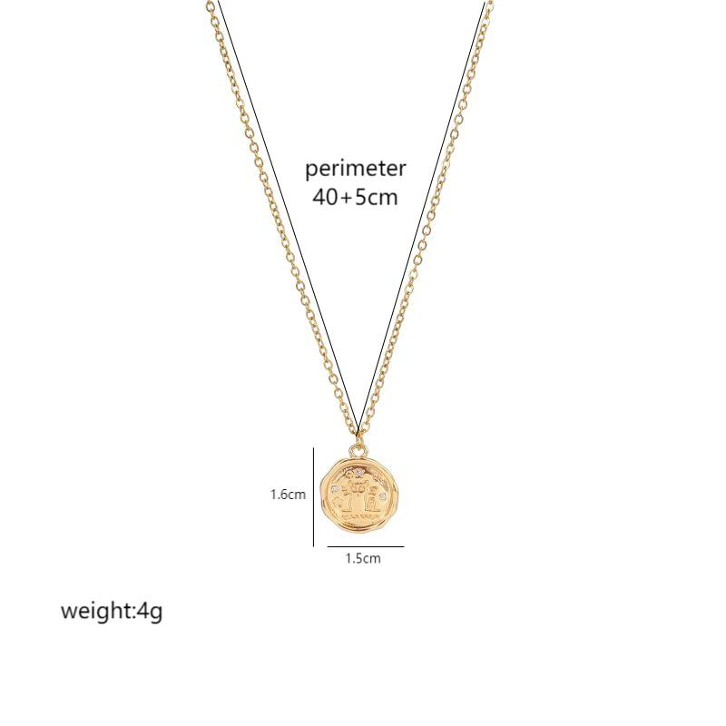 Retro and minimalist Roman coin abstract relief cat necklace for women's high-end sense collarbone chain fashion versatile and beautiful accessories_voghion.com