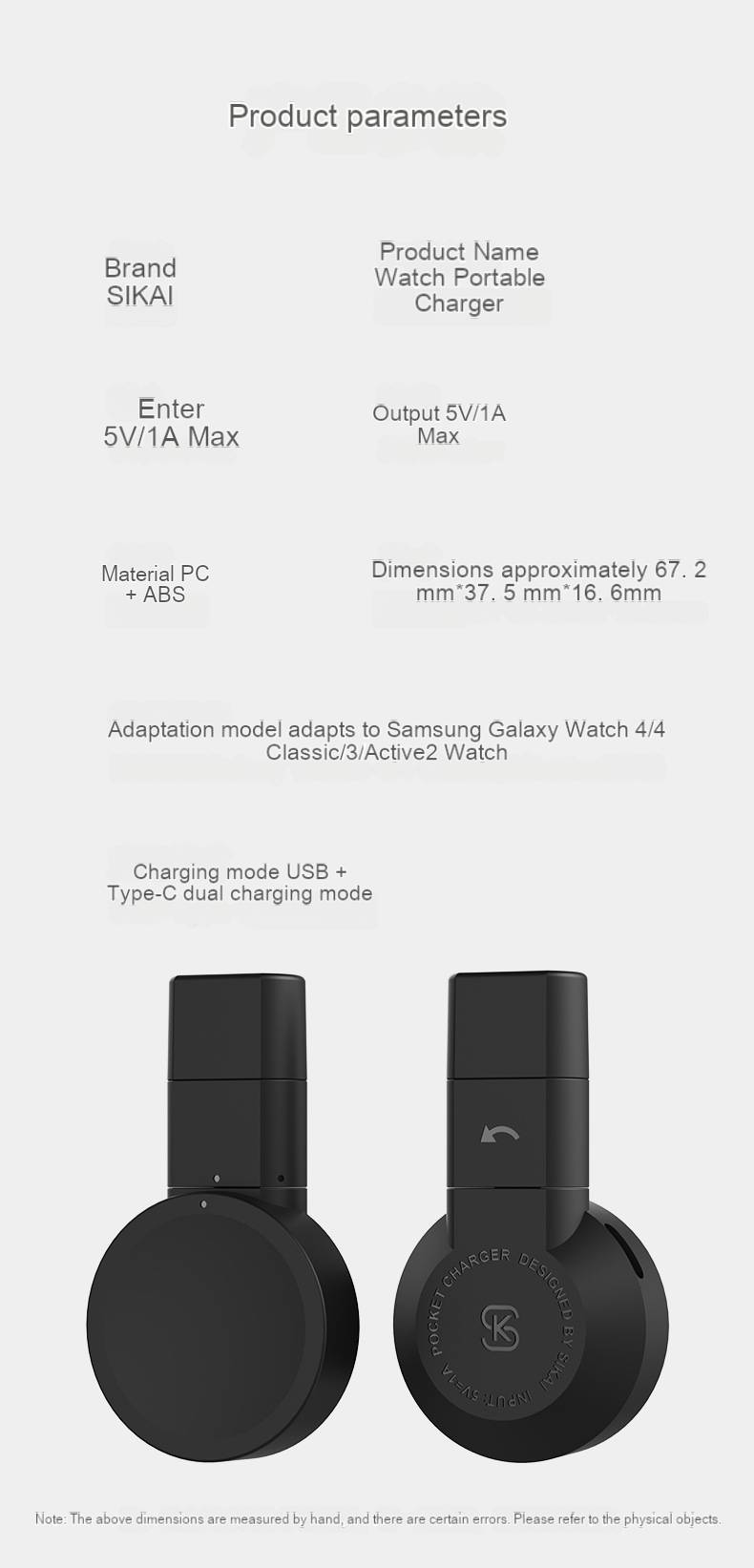 Samsung galaxy watch6/5/4 Watch charger active2 USB Mini portable charging stand_voghion.com