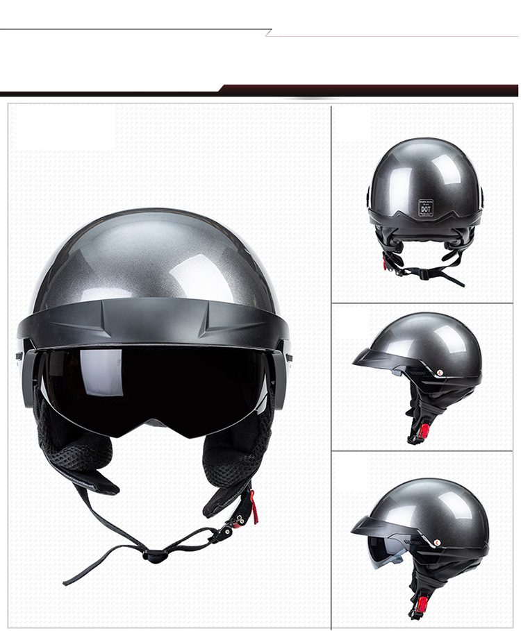 Vintage motorhelm met ingebouwde lensoren rondom de motorhelm_voghion.com