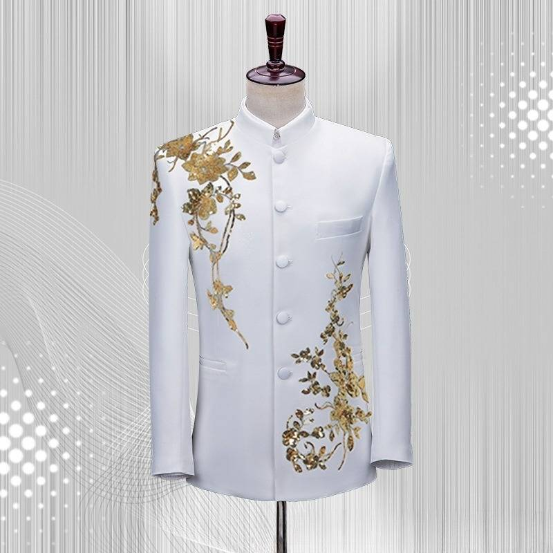 Costum nou cu guler înalt pentru bărbați, costum negru pentru studenți din Republica China, costum de performanță corală, stil chinezesc_voghion.com