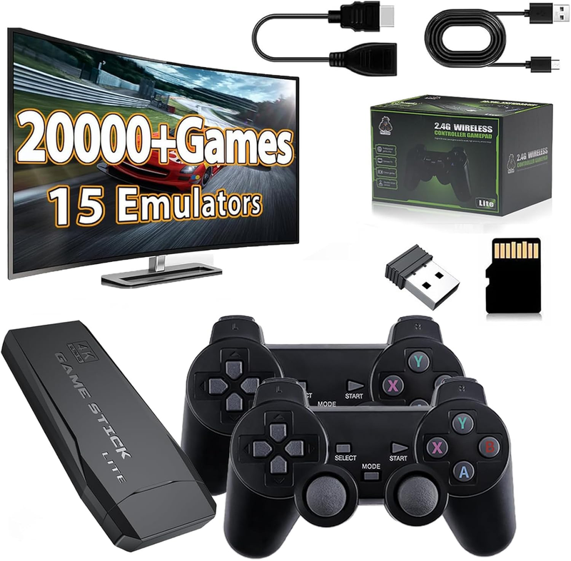 Mini console de jeux vidéo sans fil, 10 000 + jeux/20 000 + jeux, sortie HDMI 4K, console de jeux sans fil 2,4 GHz, console de jeux vidéo rétro pour téléviseur et écran_voghion.com