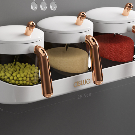 Gewürzbox Küchenbedarf Wandmontierte Gewürzaufbewahrung Salz Msg Salzglas Haushaltsgewürzflaschen-Kombinationsset_voghion.com