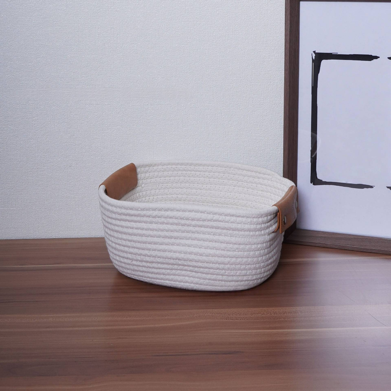Handwoven Cotton Rope Storage Basket - Multi-Purpose Organizer For Books, Toys & Clothes_voghion.com