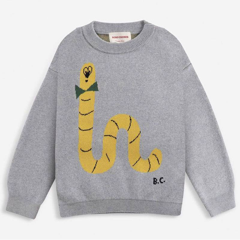 Maglione unisex in cotone per bambini - Maglia girocollo ultra morbida per bambini e bambine (1-3 anni, 80-140 cm) | Fantasia animalier/a righe, comfort per tutte le stagioni_voghion.com