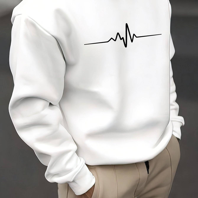 Unisex ECG Heartbeat Print Hoodie – Regular Fit (S-XXL, 96% Polyester, 350-400gsm, Graphic Pullover For Streetwear & Casual Wear)_voghion.com