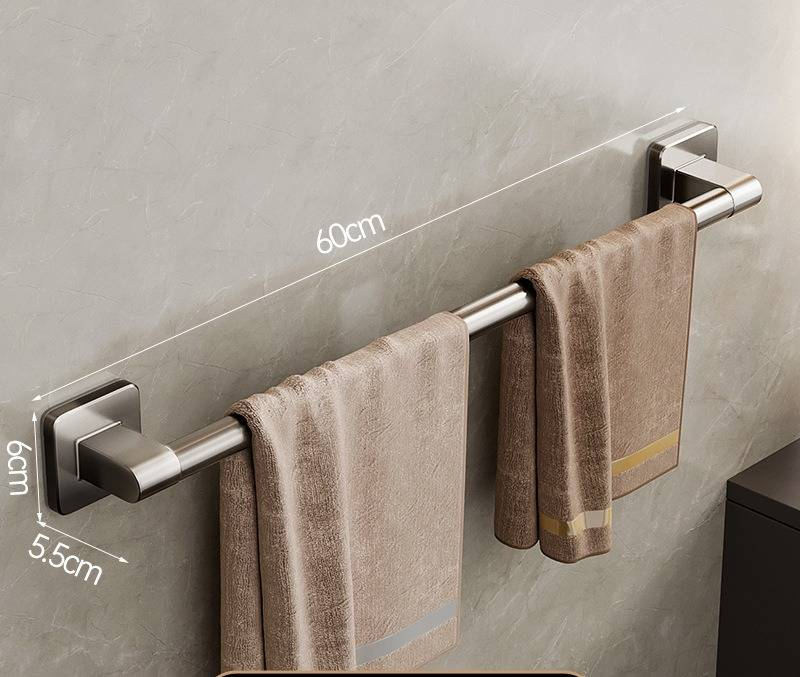 Ruimtebesparende handdoekhouder voor aan de muur, zonder boren, voor in de badkamer - roestbestendig aluminiumlegering, belastbaar tot 10 kg, strak grijs/wit_voghion.com