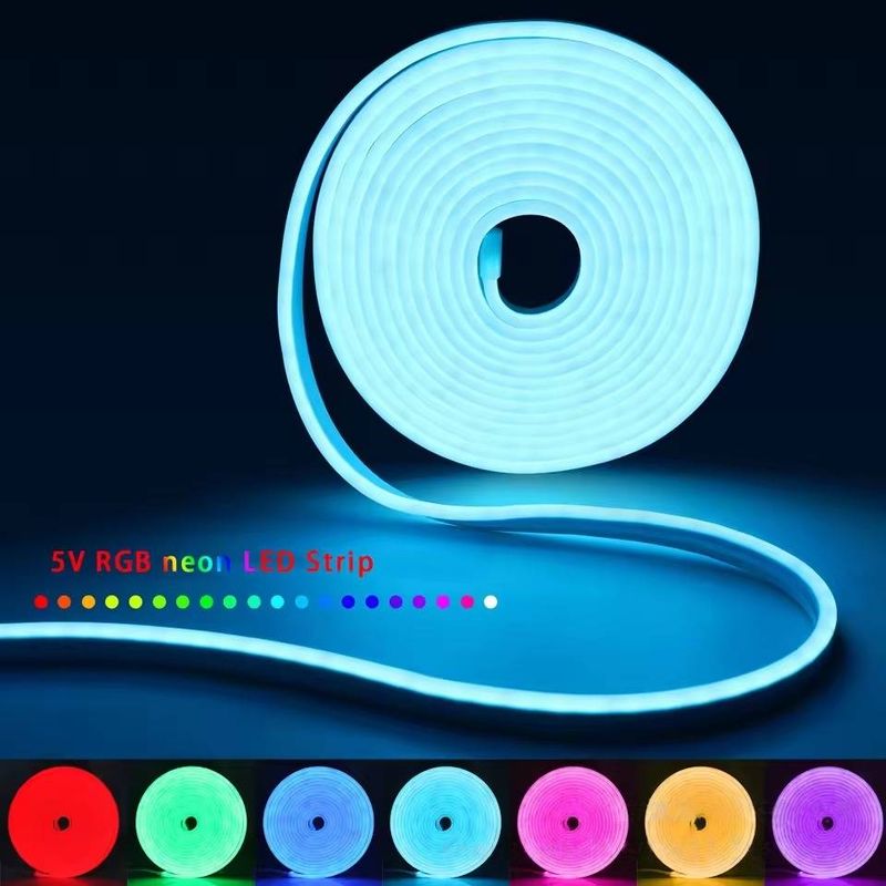 Tira de luces LED de neón RGB inteligentes con control por Bluetooth y aplicación, alimentación por USB de 5 V, retroiluminación de TV impermeable para decoración del hogar._voghion.com