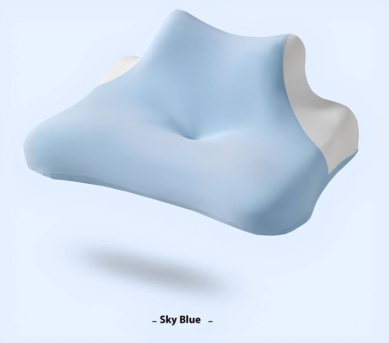 Slow Rebound Memory Foam Pillow – Ergonomic Desk & Side Sleeper Pillow For Office Nap, Gaming, And Phone Watching (Blue/Aurora Blue/Silver Grey)_voghion.com