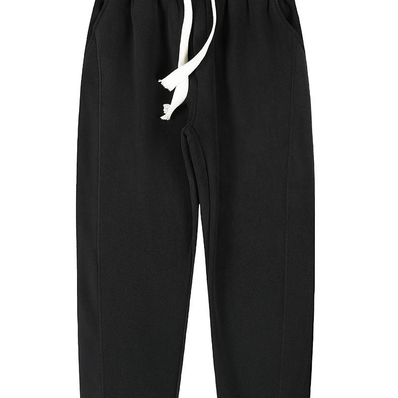 "Men's Fleece-Lined Jogger Pants, Winter Thermal Lounge Pants With Drawstring Waist, Thickened Polyester Casual Sweatpants_voghion.com