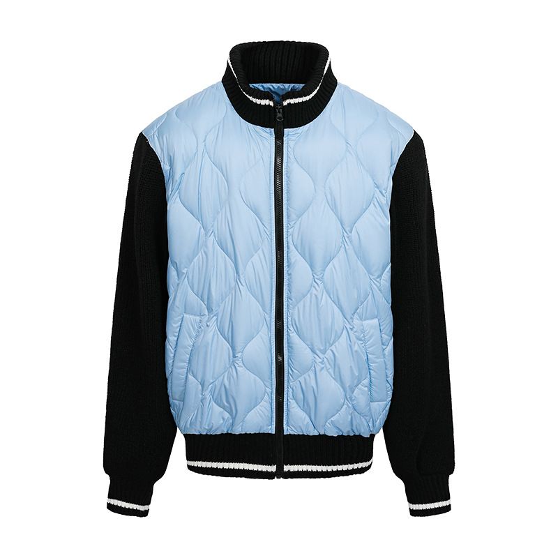Men's Lightweight Down Jacket – Feather Filling Coats, Slim Fit, Black/Beige/Blue Men's Clothing_voghion.com