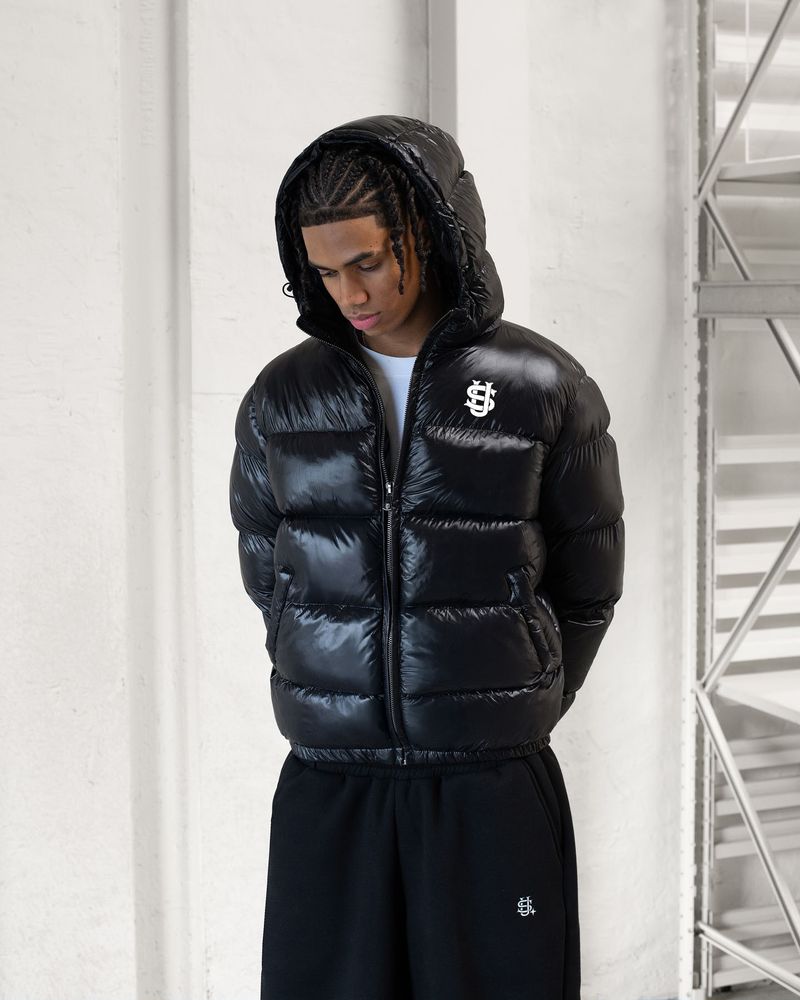 Gothic Hip-Hop Reversible Puffer Jacket, High-Street Embroidered Coat, Minimalist Winter Outerwear_voghion.com