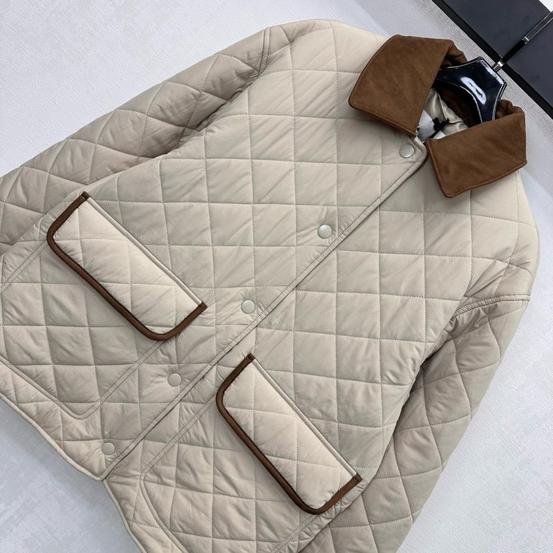 Veste en coton duveteuse à revers en forme de losange pour femme, coupe-vent et imperméable, collection 2025._voghion.com