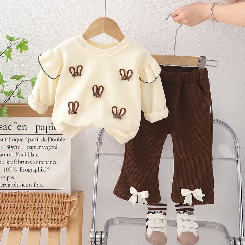 Set di abbigliamento per bambini primavera autunno 2025, felpa con cappuccio edizione coreana, set casual a due pezzi con lettere stampate a maniche lunghe,_voghion.com