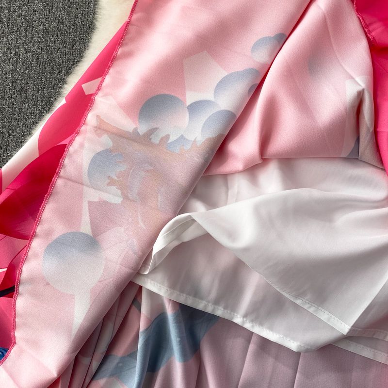 Vêtements pour femmes Costume de mode pour femmes à manches courtes col montant coupe ajustée haut plissé deux pièces jupe plissée taille haute été_voghion.com