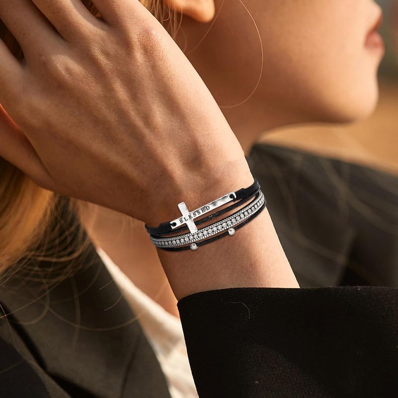 Fesciory Leopard Bracelet For Women, Boho Leather Wrap Multi-Layer Pearl Crystal Bracelet Bangle Jewelry_voghion.com