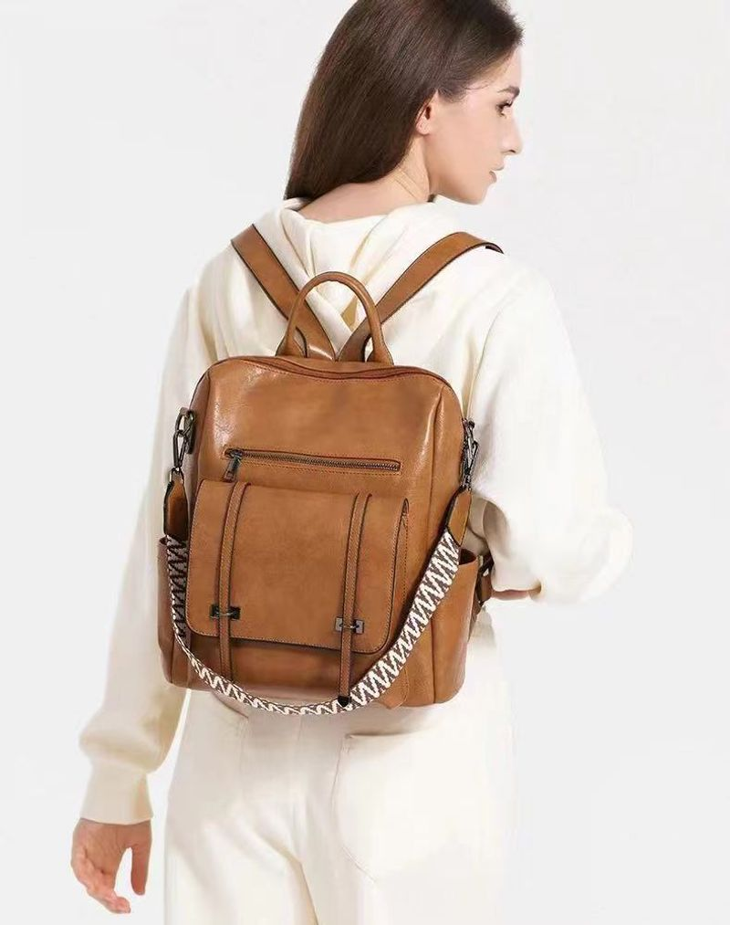Vintage-Rucksack Damen, neue hochwertige, wandelbare Umhängetasche aus weichem PU-Leder, Pendler-Rucksack mit großer_voghion.com