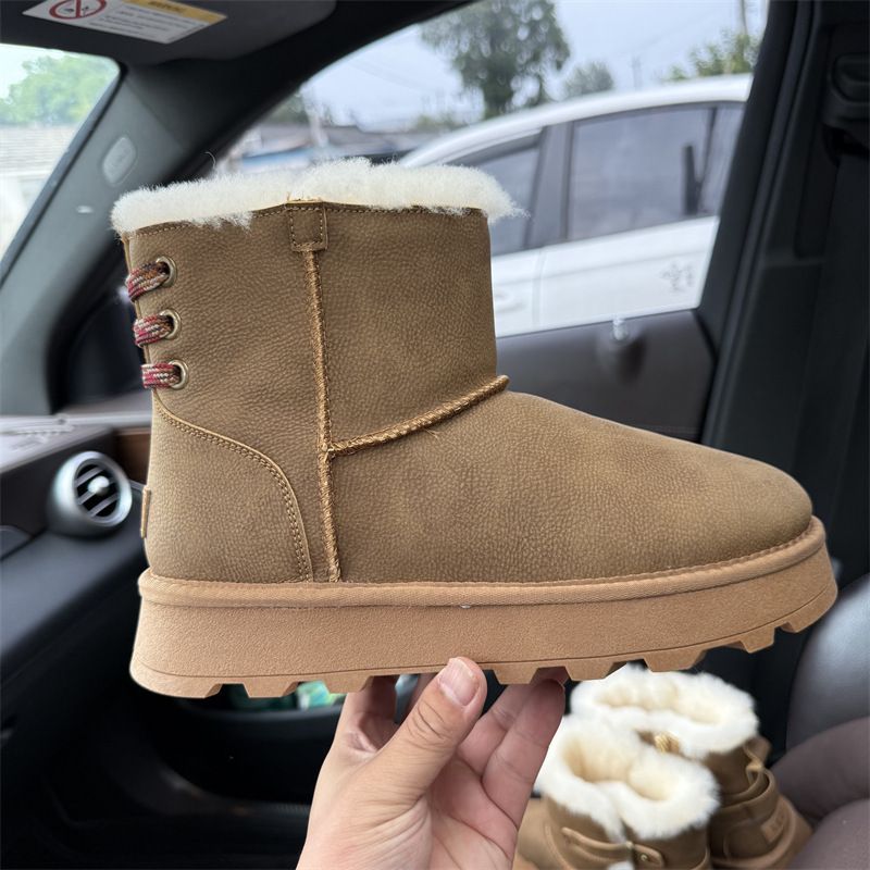 Neue Schneestiefel für Damen im Winter 2025 mit dicker Sohle, gewebter Riemen, Rindsleder, Wolle, verdicktes Fleece, warme Schuhe_voghion.com