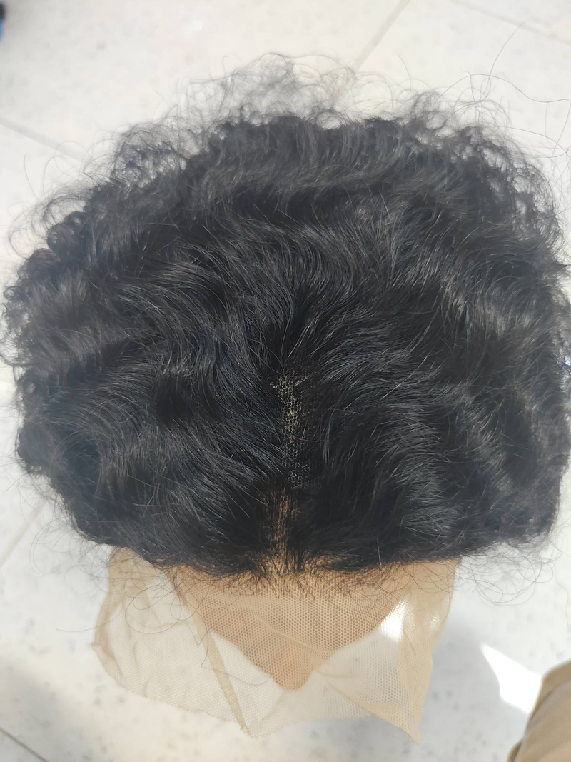 Peluca de cabello humano rizado corto y rizado para mujer, pelo humano con corte Bob, prearrancado, cierre Frontal de malla, ondulado profundo, sin pegamento, pelo humano con corte Bob_voghion.com
