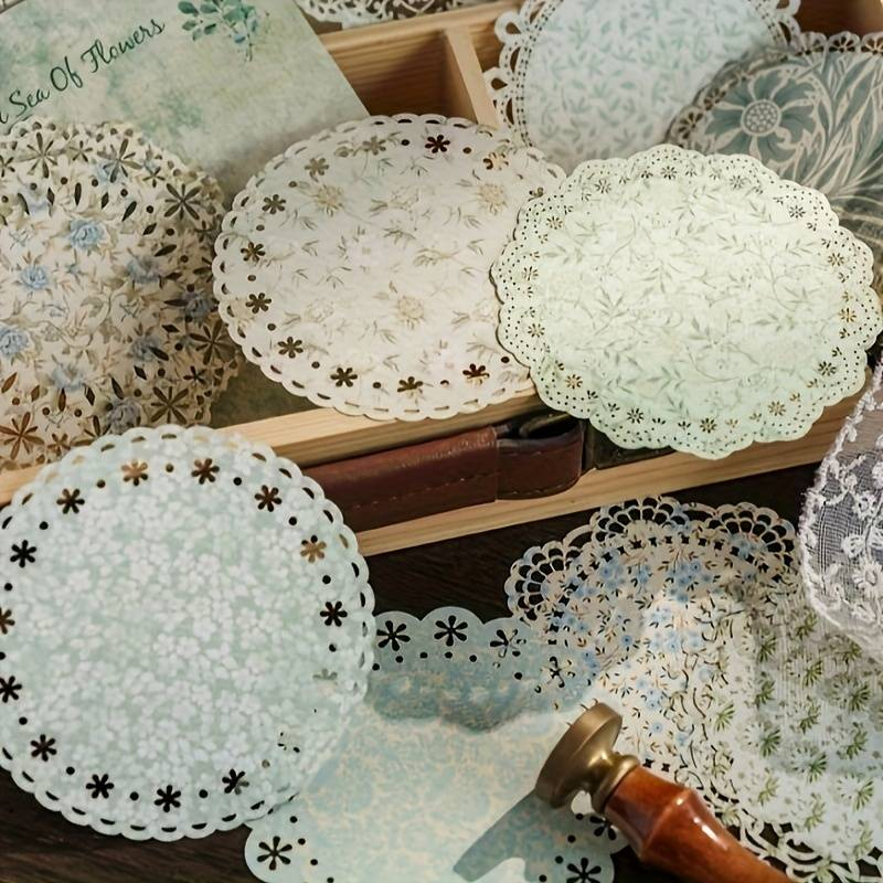 60 vnt./6 vnt. vintažinio gėlių nėrinių popieriaus rinkinys, įvairūs dizainai, naudojami „pasidaryk pats“ atvirukams ir rankdarbiams_voghion.com