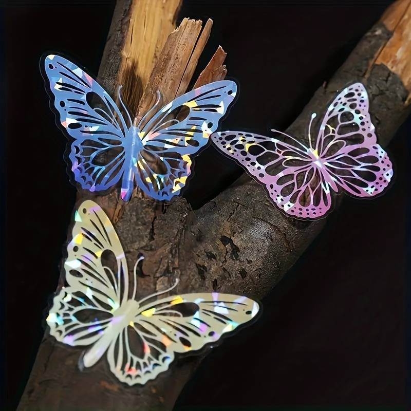80pcs/4pack PET Butterfly Stickers, Sparkling, Used For Decorating Scrapbooks And Water Bottles_voghion.com