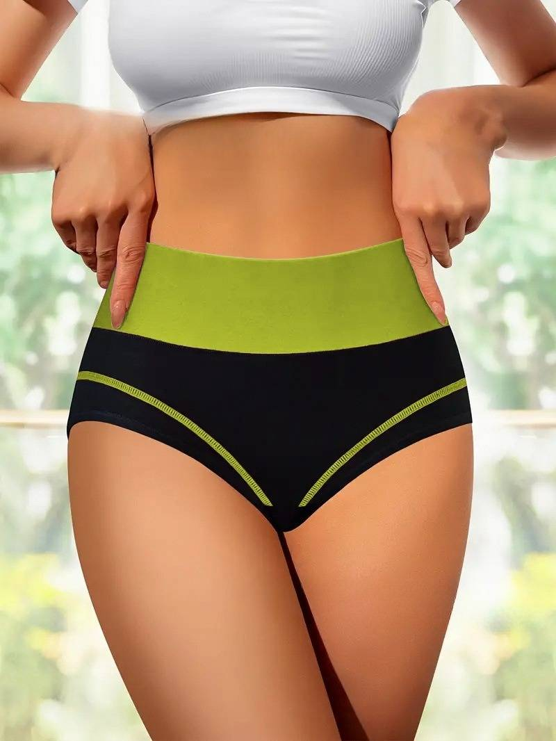 Unterwäsche & Nachtwäsche Kontrastfarbe Hohe Taille Sexy Unterwäsche Körperformung Bauch Slips Mode Sport Yoga_voghion.com
