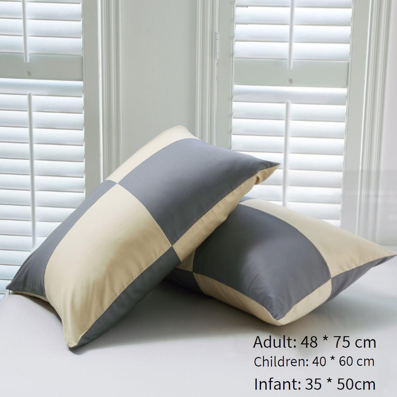 Bamboo Fiber Four Grid Stitching Pillowcase Zippered Advanced Breathable Moisture Absorption Soft And Slightly Cool One Pair Of Natural Antibacterial_voghion.com