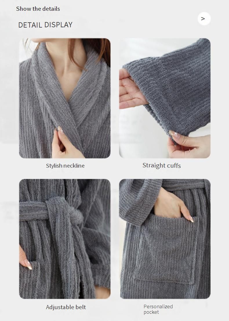 Household High End Homestay Bathrobe Towel Material Bathrobe Cotton Absorbent Bathrobe Men And Women Adult Robe_voghion.com