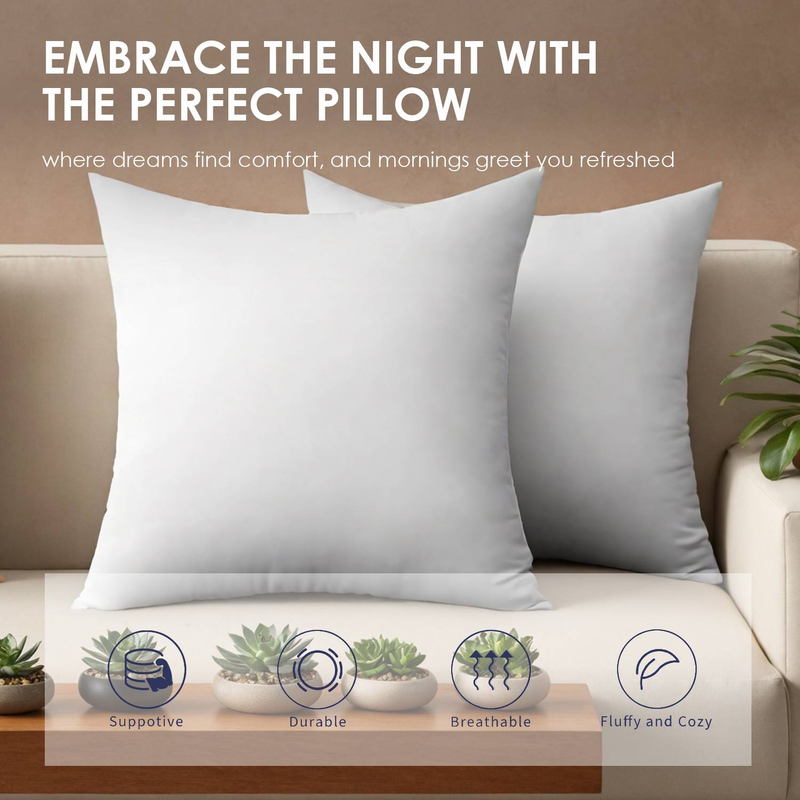 White Square Pillow (two Bubble Bags) Suitable For Bed Cushions, Sofa Cushions, Garden Cushions, Breathable, OKO-100 Certified_voghion.com