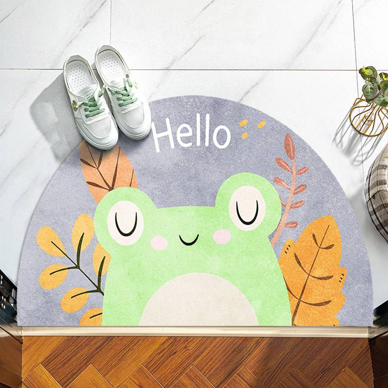 Tapis de sol semi-circulaire pour entrée, chambre, salle de bain, porte, absorbant et antidérapant, tapis de porte d'entrée, tapis en éventail_voghion.com
