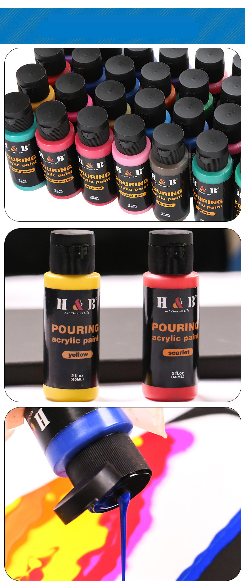 Oil Paints 32 Color Fluid Paint Set Fluid Bear Art Creation Diy Pouring Acrylic Fluid Painting Cell Painting_voghion.com