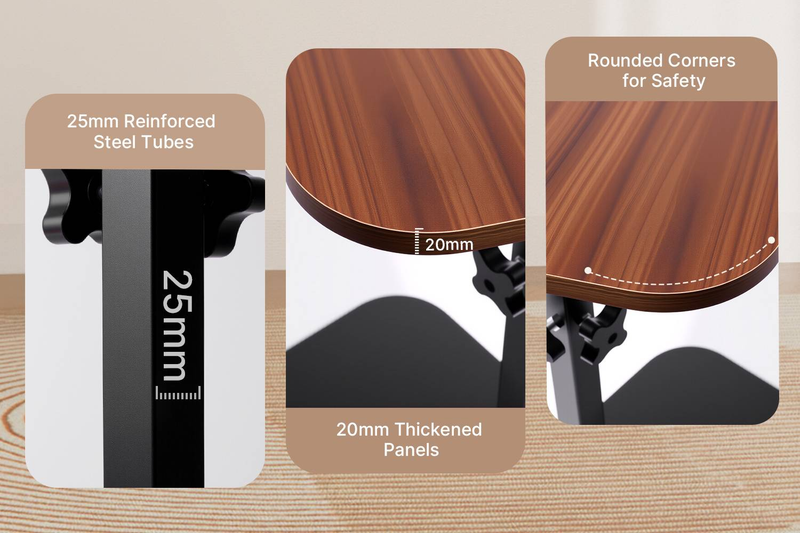 Adjustable C-Shaped Side Table - 360° Swivel, Slide-Under Sofa/Bed, Storage Shelf, Sturdy Metal & Wood, For Living Room, Bedroom, Bathroom_voghion.com