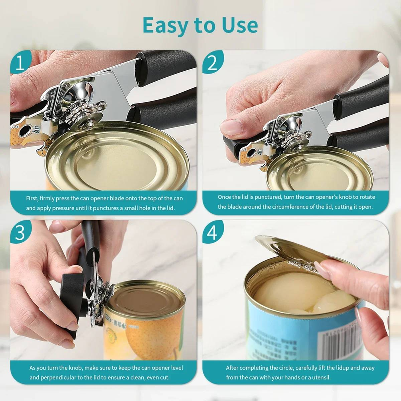 Manueller Dosenöffner Edelstahl Flaschenöffner Professioneller ergonomischer Dosenöffner für Dosen Küchenwerkzeuge Zubehör_voghion.com