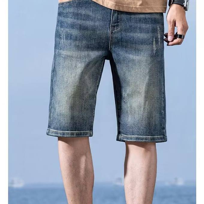 Pantaloncini in denim minimalisti da uomo – Pantaloncini estivi in cotone leggero a metà coscia, casual, da strada (28-36, blu classico, vestibilità dritta, traspiranti ed elasticizzati)_voghion.com